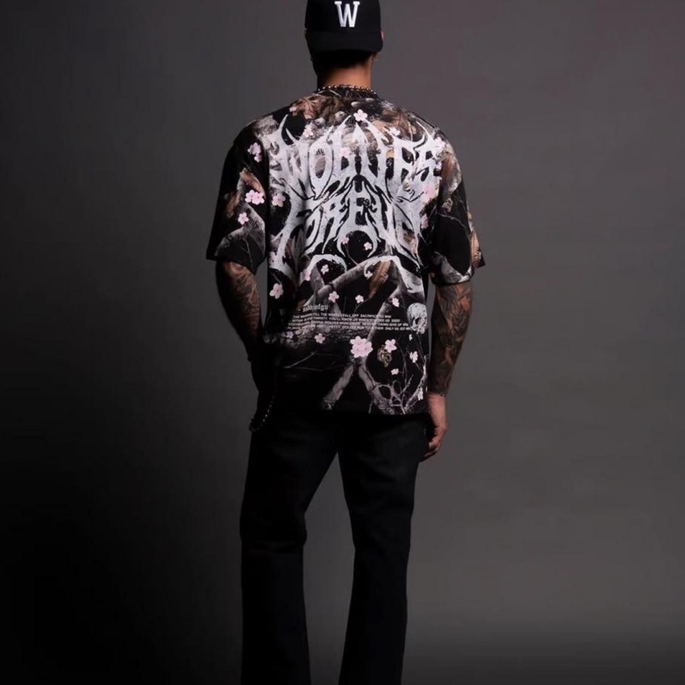 Darc Sport Metal Cherry Blossom "Premium" Oversized Tee in Darc Woodland Camo
